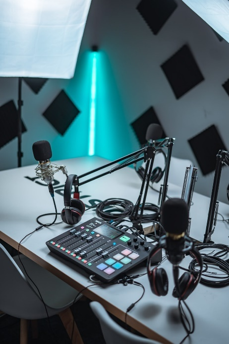 A person's personal podcast studio