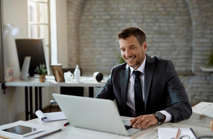 Businessman Working on a Laptop