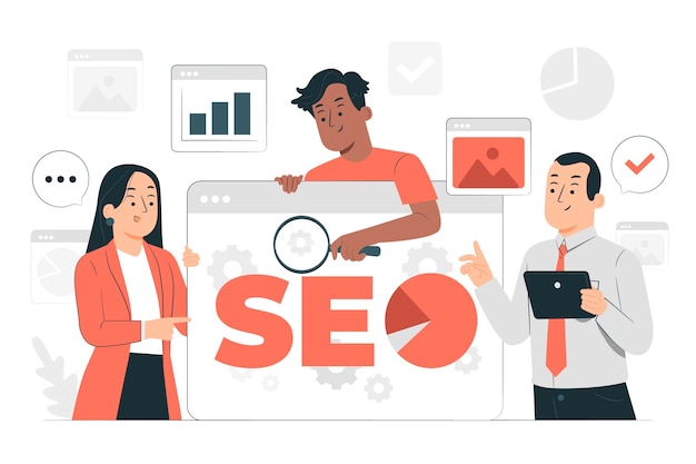 A drawing of people working on SEO for construction businesses