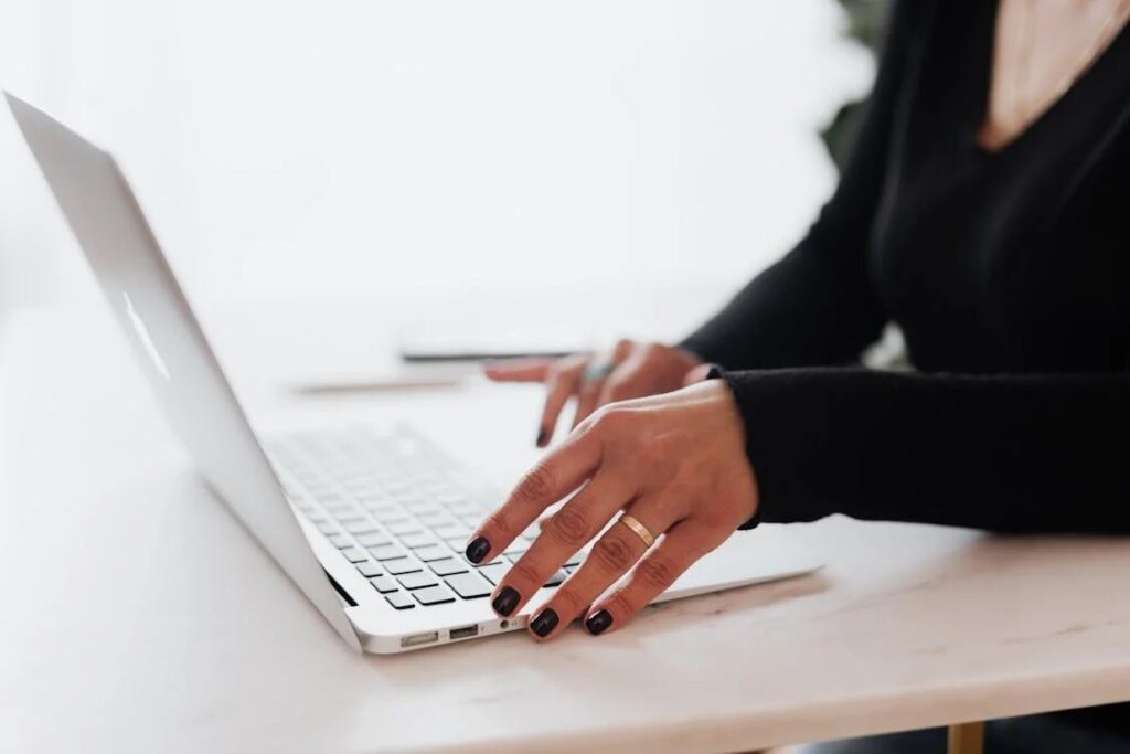 A woman using her laptop