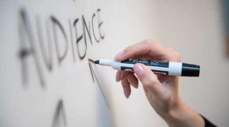Person Writing Social Media Ads Strategy on a White Board
